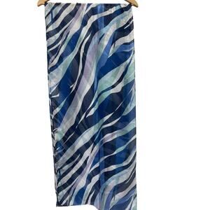 Vince Camuto Scarf Wrap Blue Wave Stripe Pattern 18x72 Signed‎ Coastal Resort
